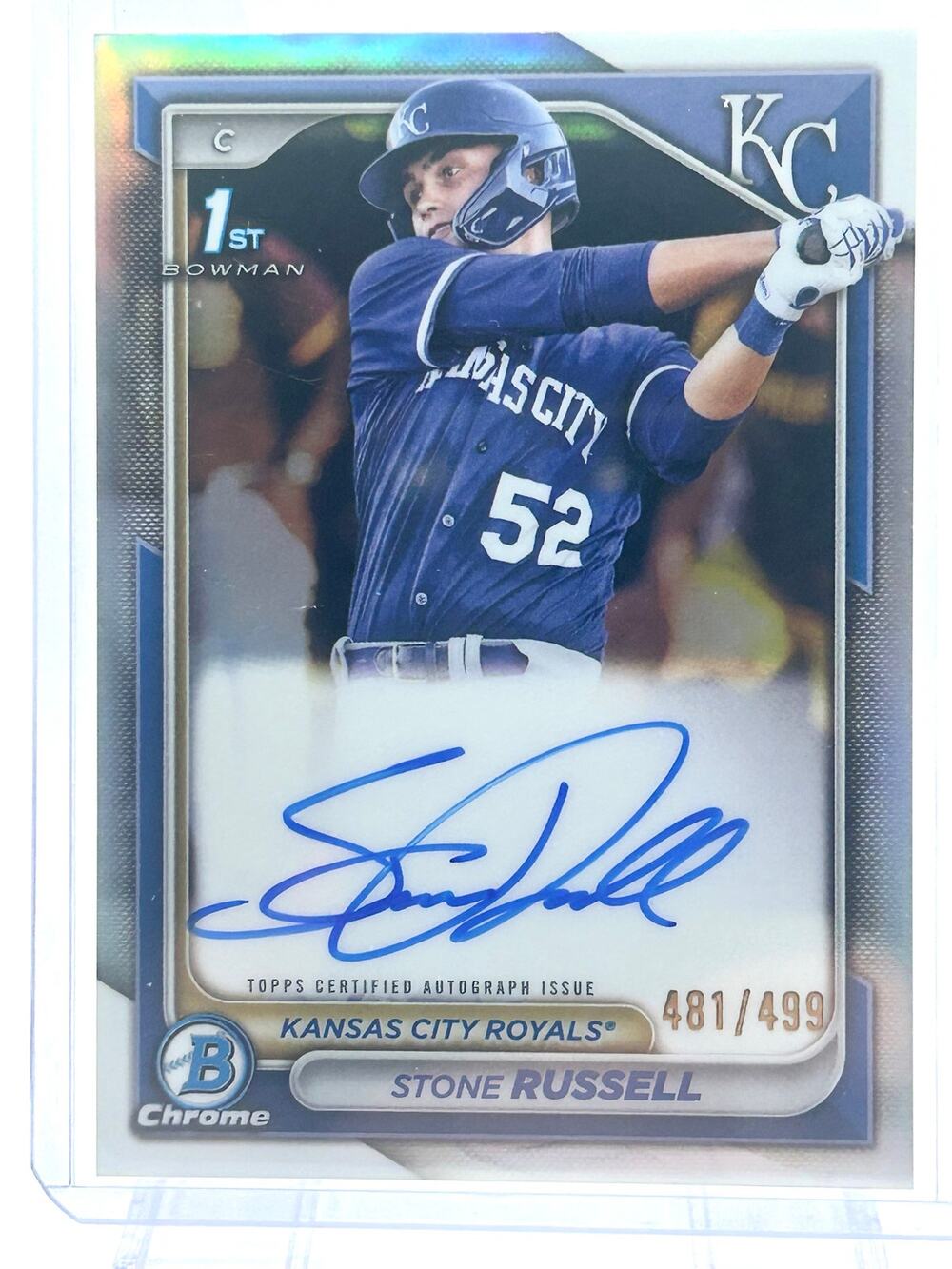 2024 Bowman Chrome Stone Russell 1st Refractor Auto 481/499 Kansas City Royals